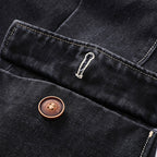 Elwin — Tailored Dark-Wash Denim Jacket with Wooden Buttons