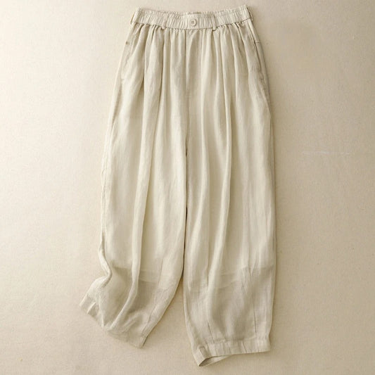 Lomara — Breathable Double-Layer Linen Pants with Gathered Ankle Hem