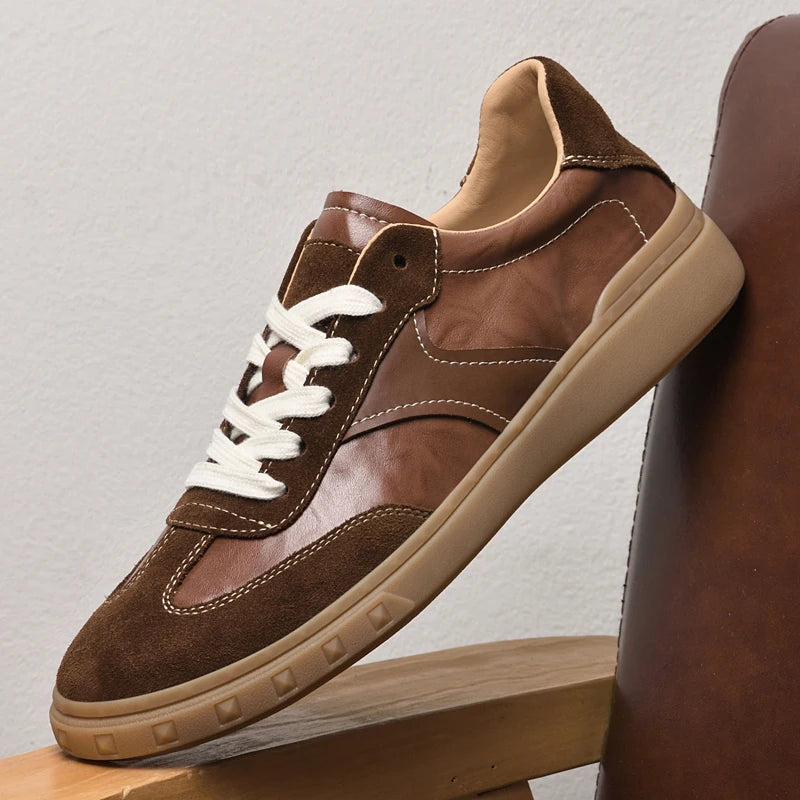 Stevano — Genuine Leather Sneakers with Cushioned Sole