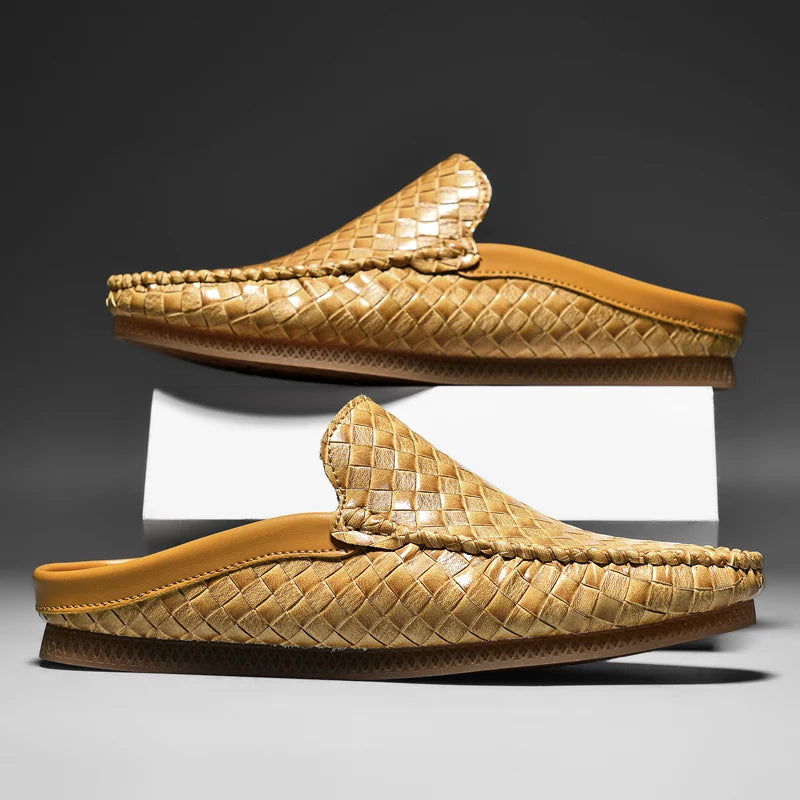 Briens Pantoletten | Handgewebtes Leder
