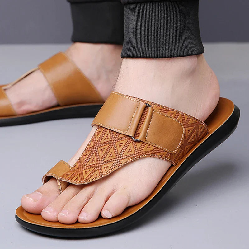 Rob Men's Sandals | Smooth Leather, Cushioned Footbed
