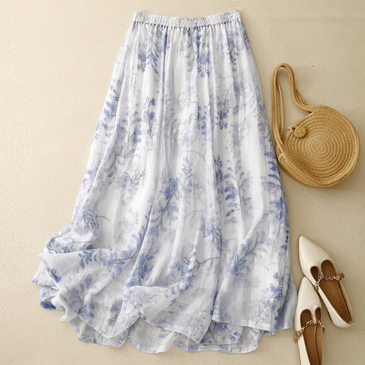 Linara Skirt — Breathable Linen with Gathered Pleats and Drawstring Waist