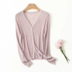 Lightweight Wool Cardigan with Soft Ribbed Texture and Tailored V-Neck