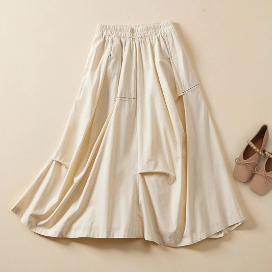 Zaylen Linen Skirt — Breathable Linen-Cotton Skirt with Sculpted Volume
