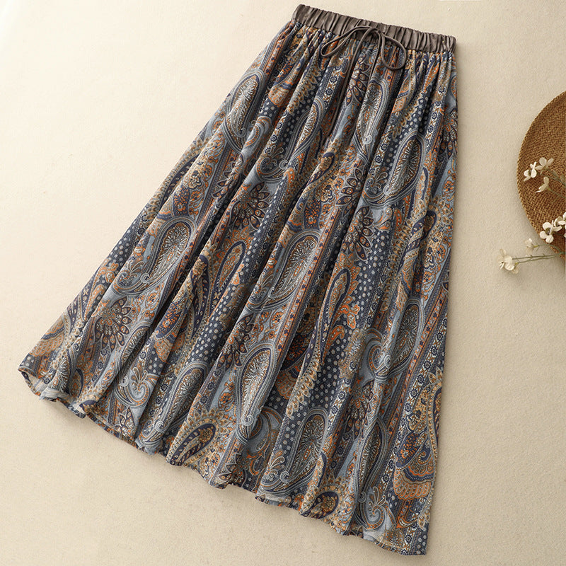 Marenza — Breathable Linen Skirt with Pleated Mesh Overlay