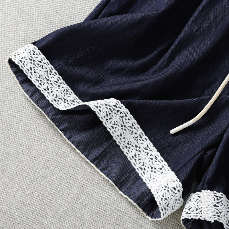 Alvara Breezelle — Lightweight Linen Shorts with Lace Trim