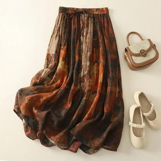 Liora — Lightweight Linen Skirt with Elastic Waistband and Flowing Hem