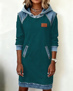 Elaris Shift Dress — Color Block Knee-Length Dress with Pockets
