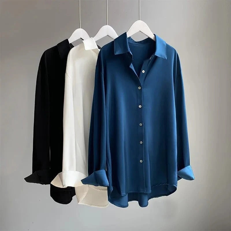 Silk-Infused Soft Blouse with Flowing Silhouette and Delicate Sheen