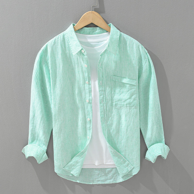 Men's Lightweight Textured Stripe Shirt with Breathable Fabric