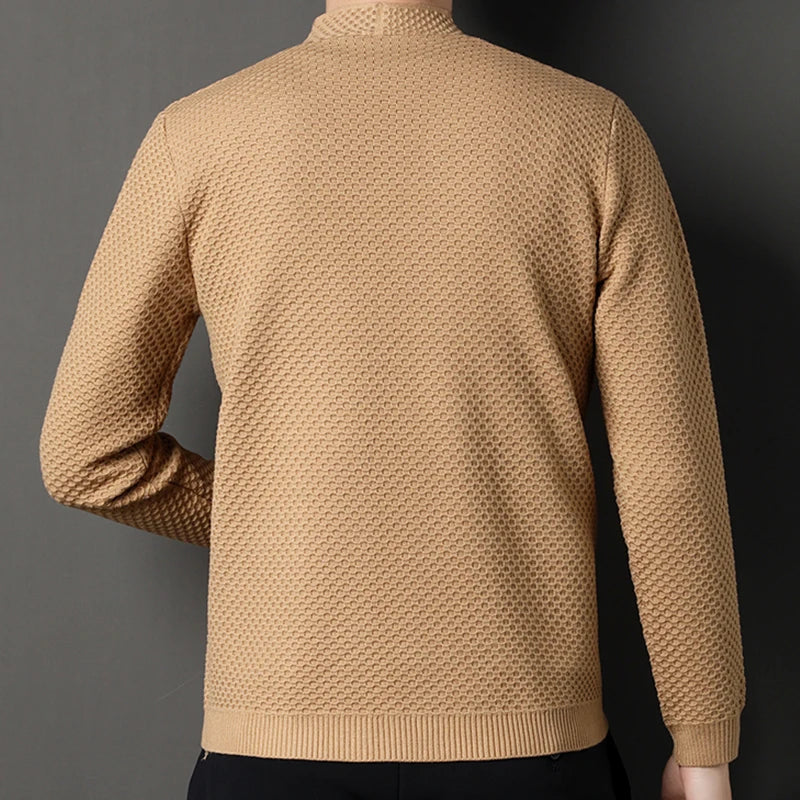 Faro Men's Cardigan Sweater | Premium Cotton Jacquard, Modern Fit