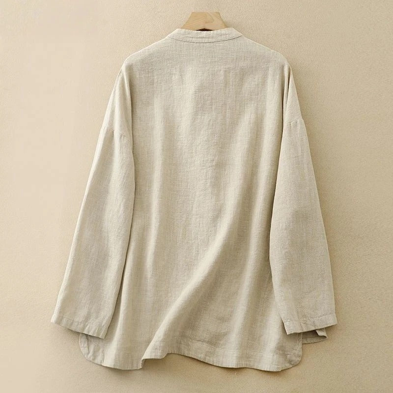 Lightweight Linen Shirt with Knot Closures and Patch Pockets