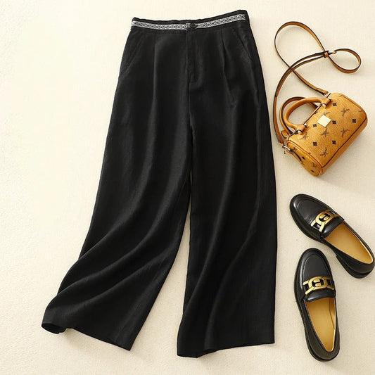 Liora Linen Pants — Soft Gossamer Linen Trousers with Structured Fit