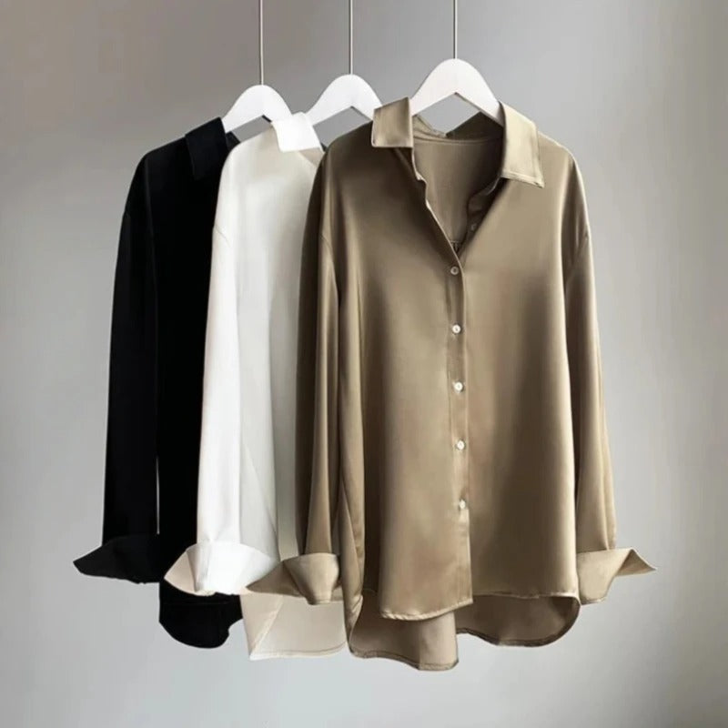 Silk-Infused Soft Blouse with Flowing Silhouette and Delicate Sheen