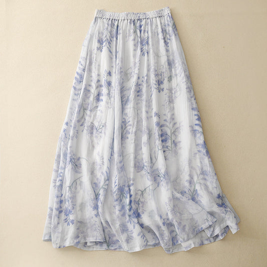 Linara Skirt — Breathable Linen with Gathered Pleats and Drawstring Waist