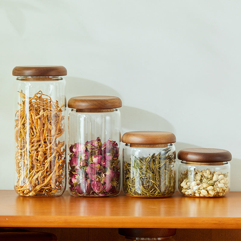 Airtight Glass Kitchen Storage Jars with Acacia Wood Lids – Stylish Pantry Organization 2