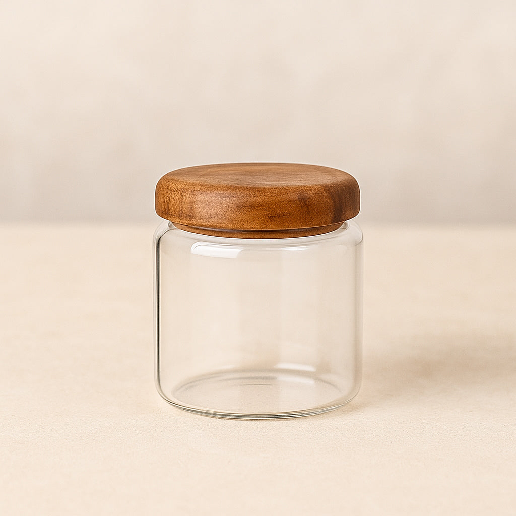 Airtight Glass Kitchen Storage Jars with Acacia Wood Lids – Stylish Pantry Organization 5