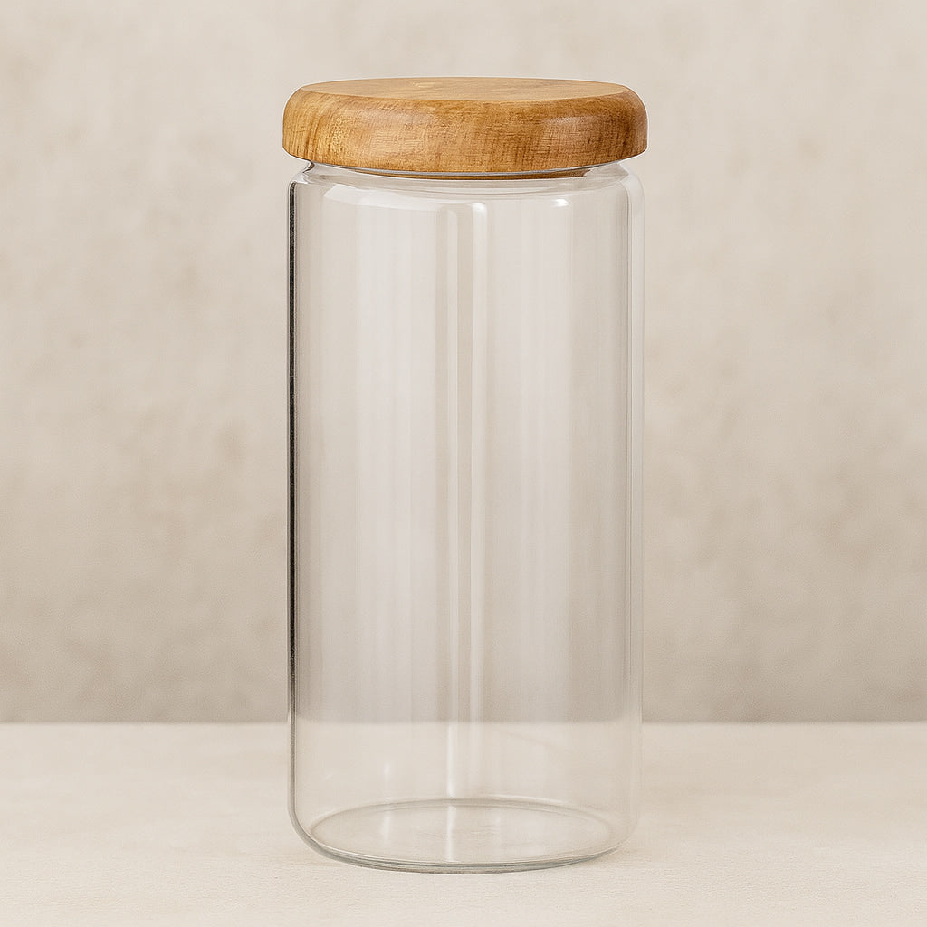 Airtight Glass Kitchen Storage Jars with Acacia Wood Lids – Stylish Pantry Organization 7