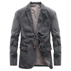 Elwin — Tailored Dark-Wash Denim Jacket with Wooden Buttons