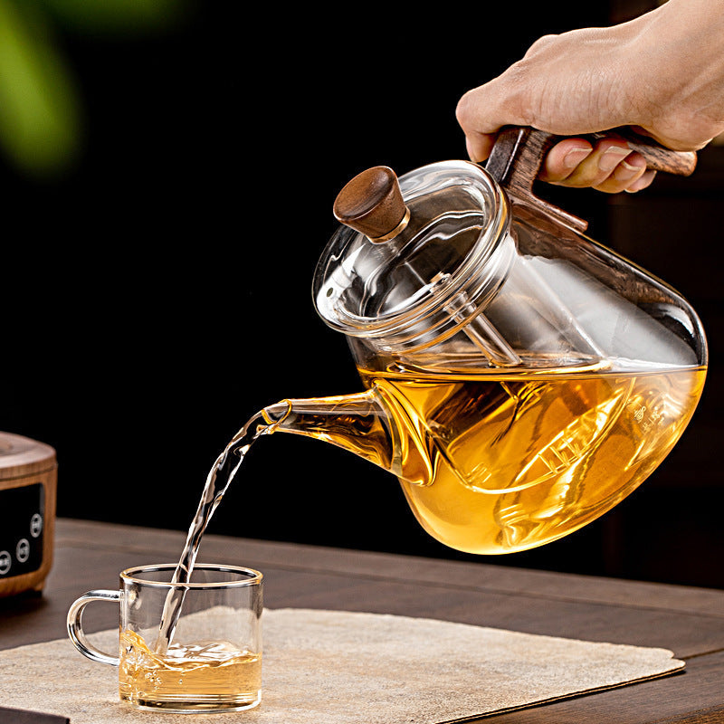 Borosilicate Glass Teapot with Wooden Handle – 900ml Capacity for Loose-Leaf and Herbal Tea 2