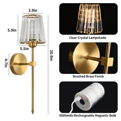 Crisma Wall Sconce | Wireless, USB Rechargeable, Crystal Shade 6