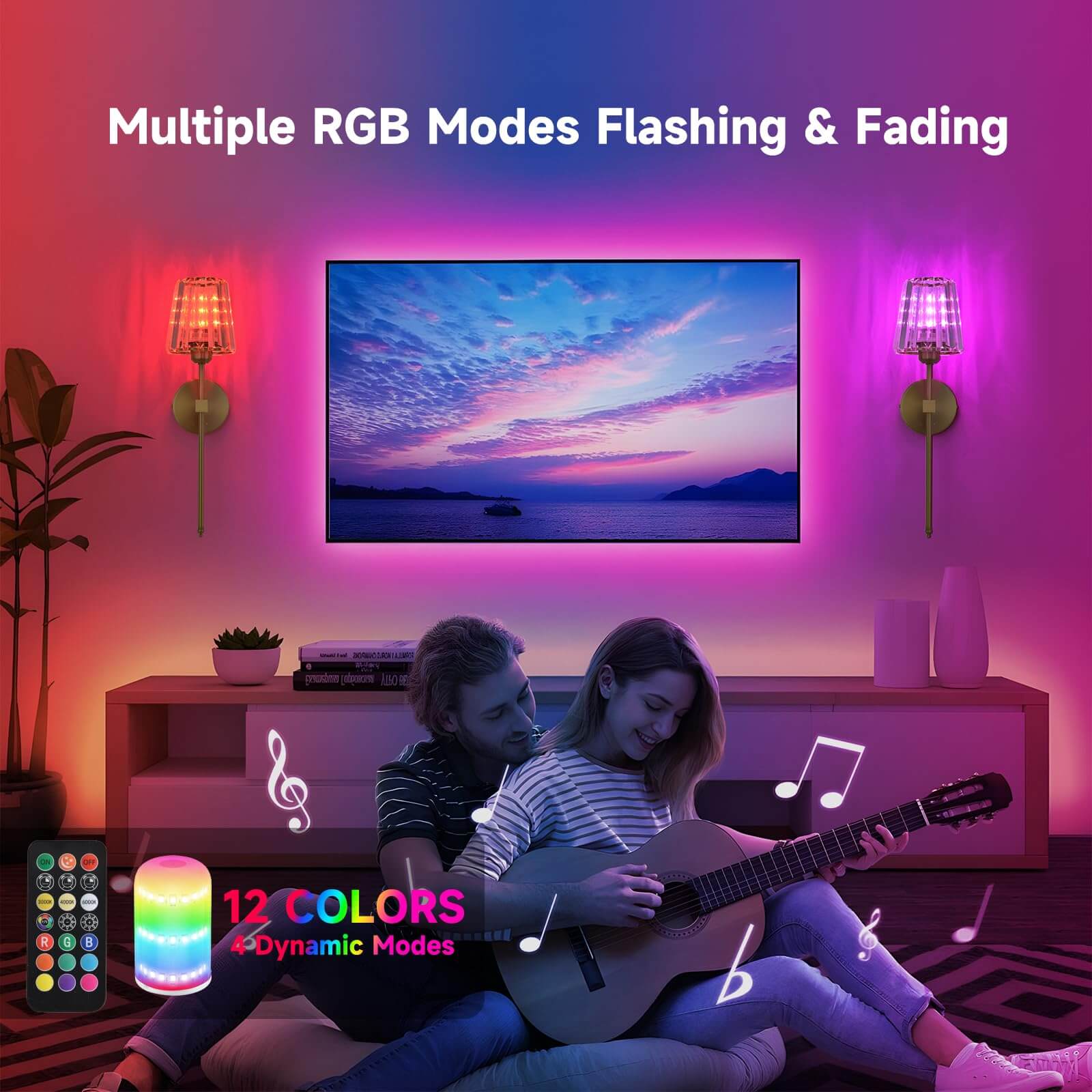 Crisma Wall Sconce | Wireless, USB Rechargeable, Dimmable RGB 5