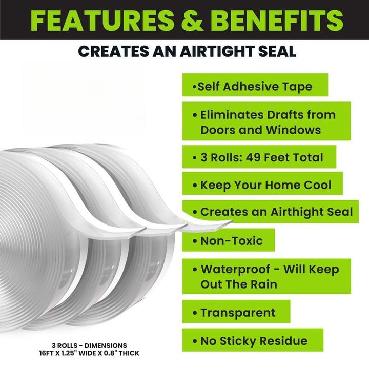 DuraSeal Weather Stripping | Self-Adhesive Silicone Door Seal Strip 2