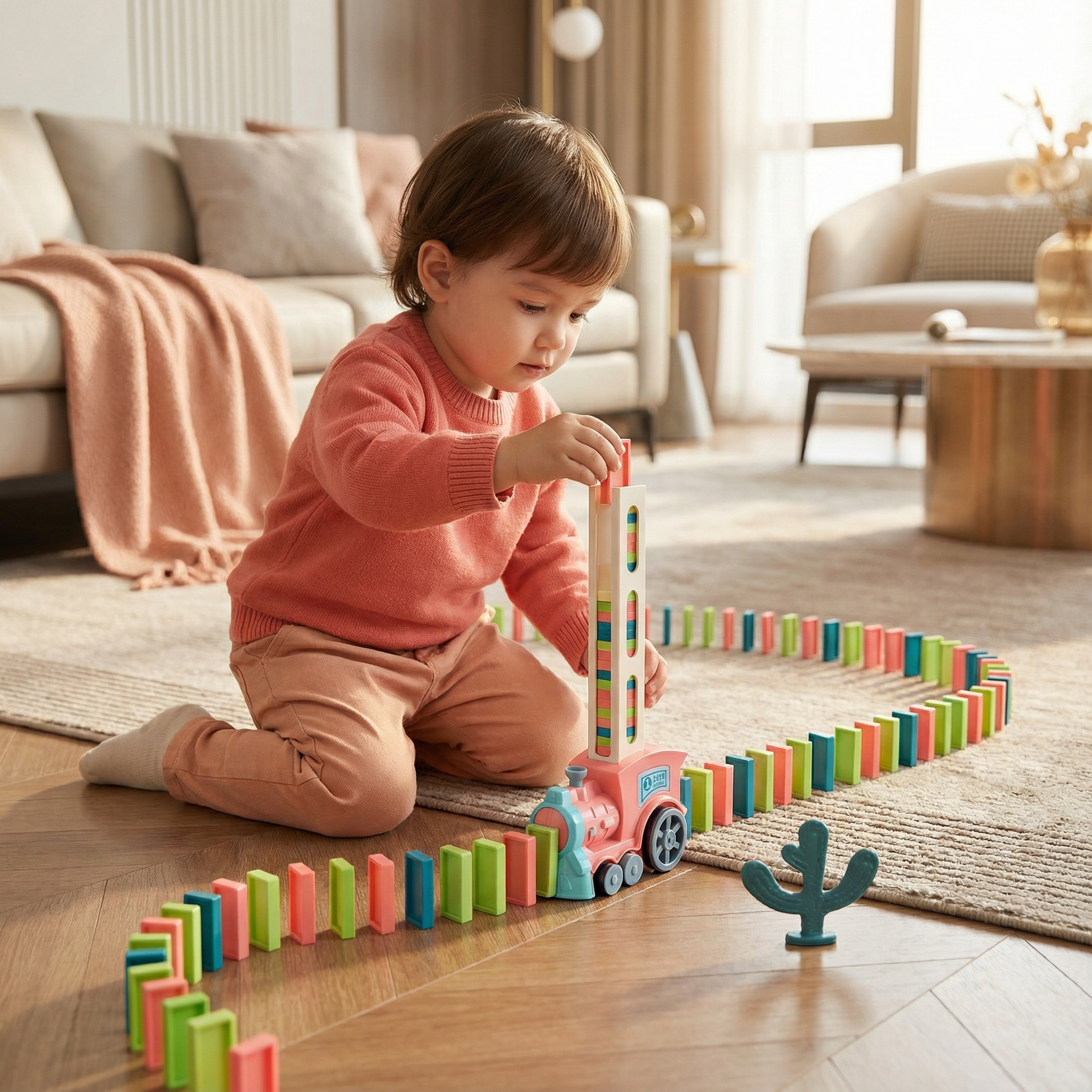 Dynamo Train Toy | Automatic Domino Placement, Colorful Design 1