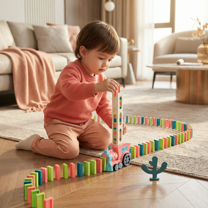 Dynamo Train Toy | Automatic Domino Placement, Colorful Design 1