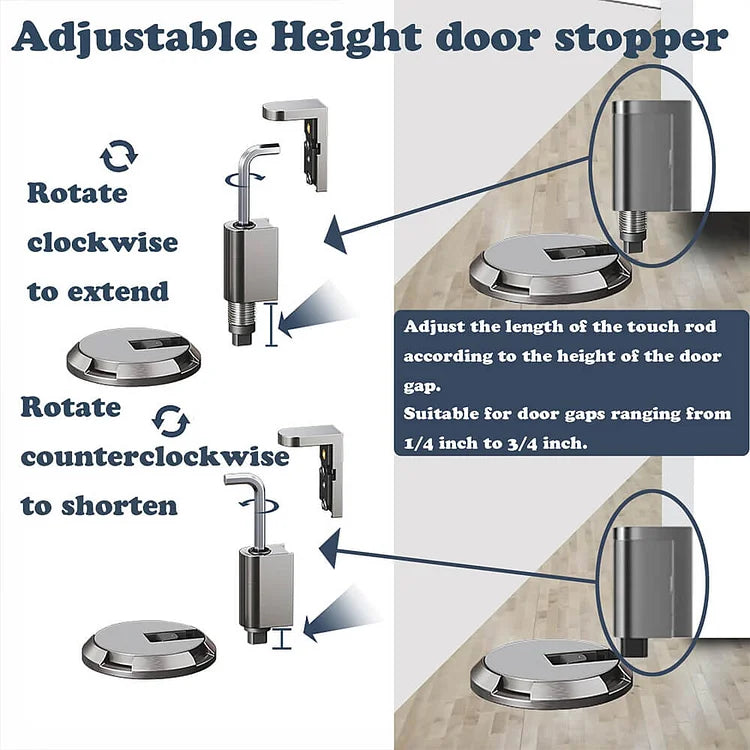 Fino Door Stopper | Durable Zinc Alloy, Push-to-Lock Mechanism 3