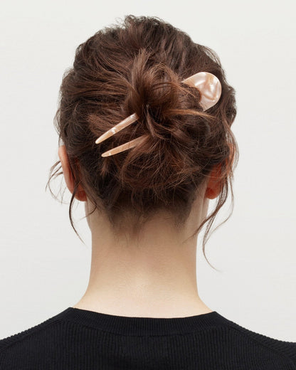 Fleur Hair Pin | Hand-Sculpted Italian Acetate, Opalite Shell Design 2