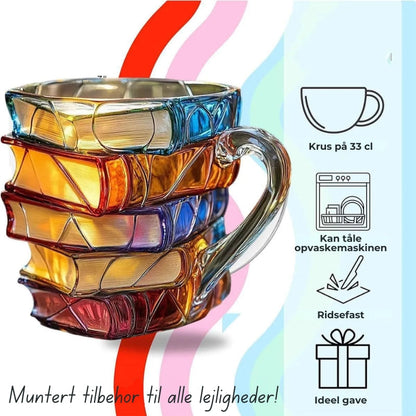 Litra Book Mug | Hand-Painted, Heat-Resistant Glass, 10.3 fl oz 3