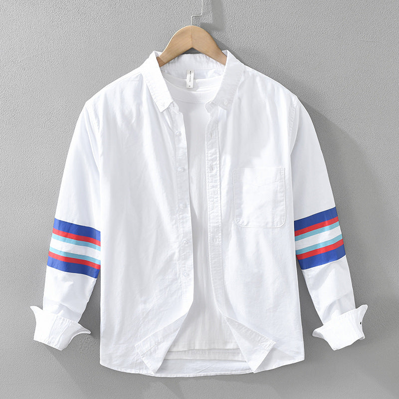 Mavelle — Featherlight Linen Shirt with Vivid Sleeve Accents
