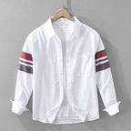 Caldeno — Men's Linen Shirt with Subtle Contrast Striping