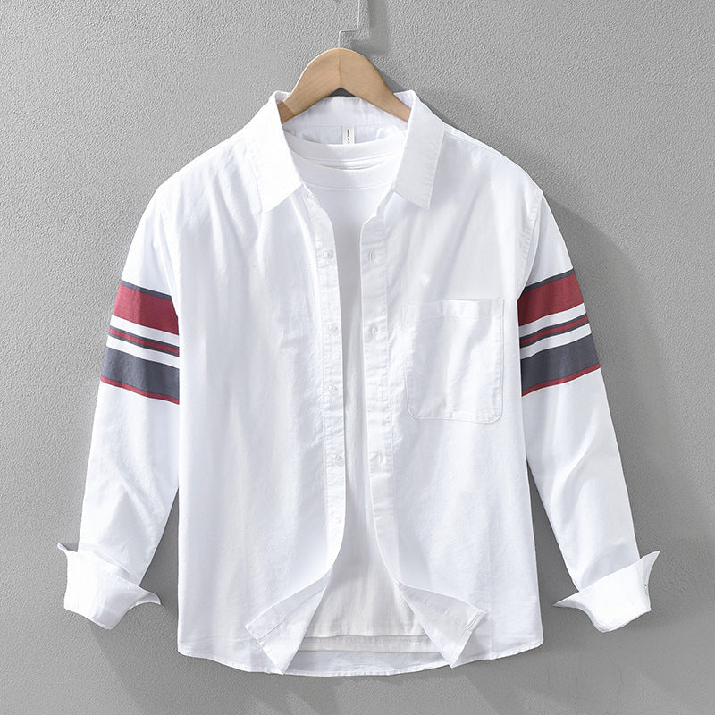 Caldeno — Men's Linen Shirt with Subtle Contrast Striping