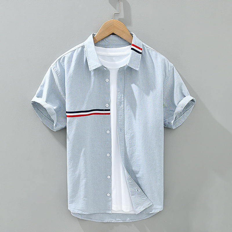 Lioren — Lightweight Linen Shirt with Chest Stripe Detail