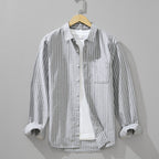 Arlen — Men's Linen Shirt with Soft Vertical Stripes and Tailored Fit