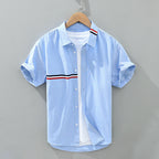 Lioren — Lightweight Linen Shirt with Chest Stripe Detail