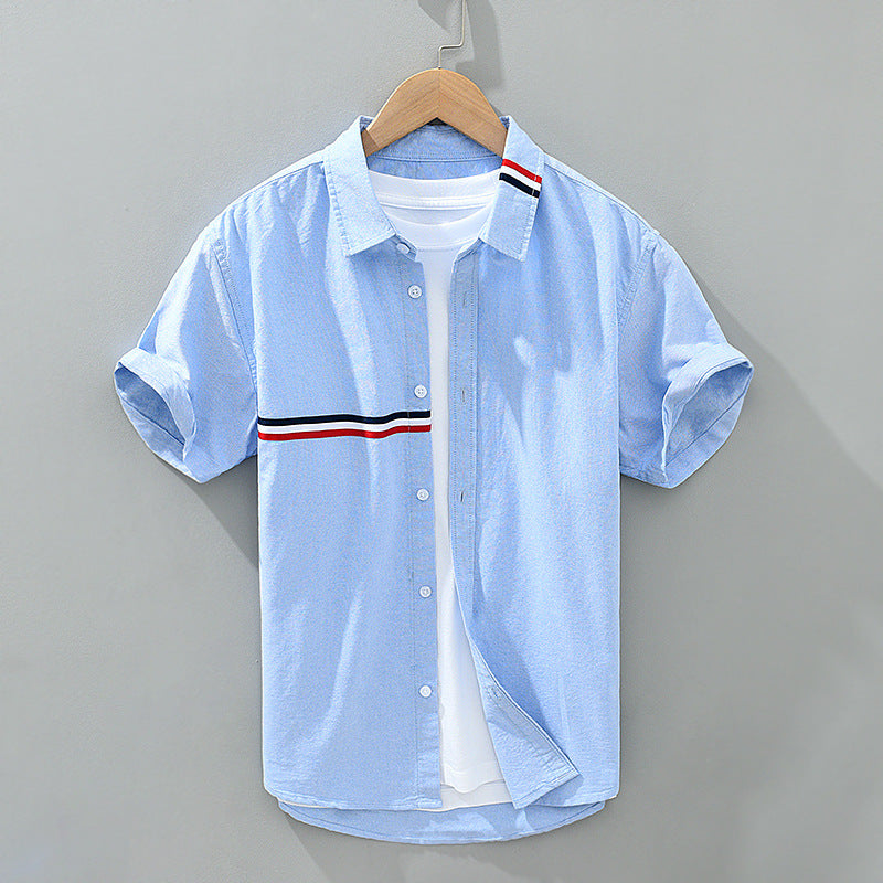 Lioren — Lightweight Linen Shirt with Chest Stripe Detail