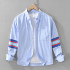 Mavelle — Featherlight Linen Shirt with Vivid Sleeve Accents