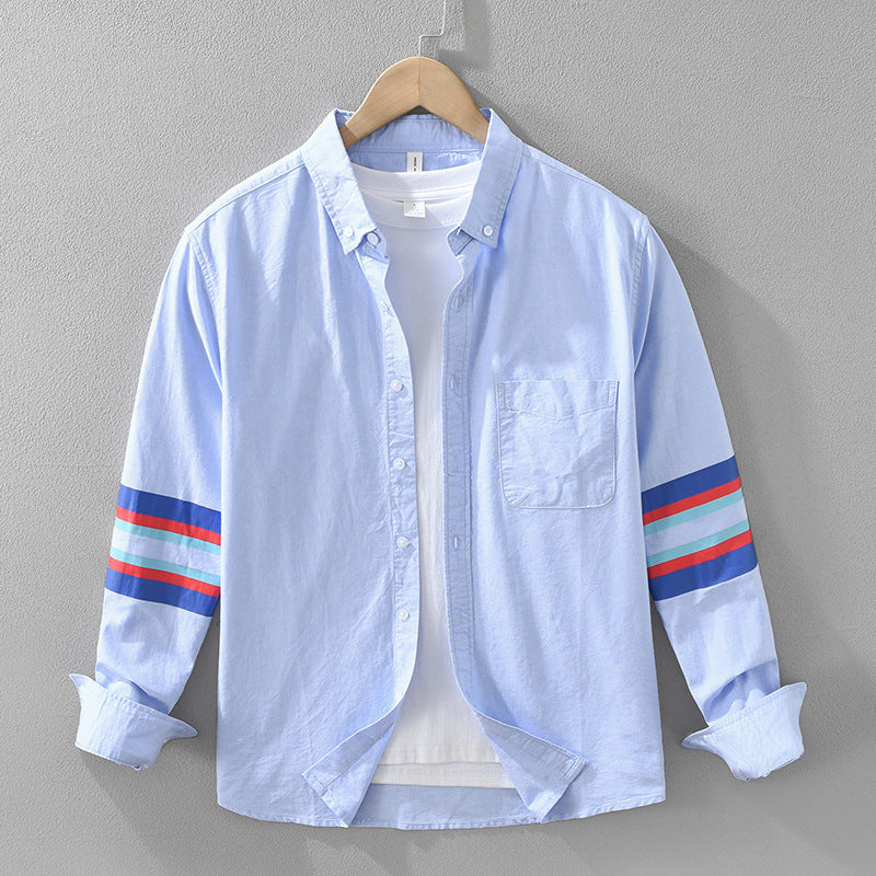 Mavelle — Featherlight Linen Shirt with Vivid Sleeve Accents