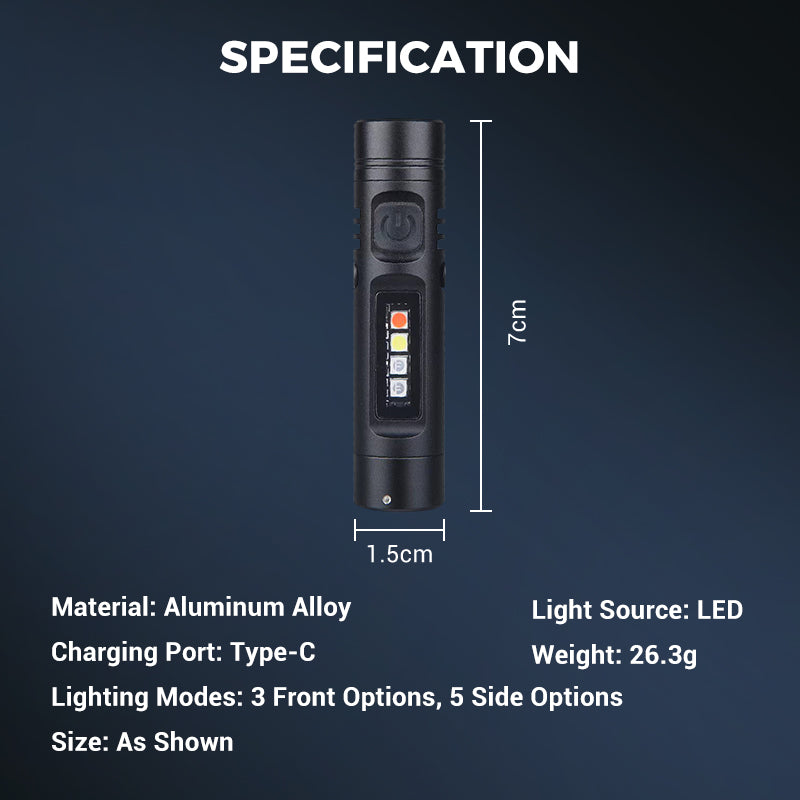 Milo Mini Flashlight | Multi-Functional Rechargeable Aluminum Alloy 8