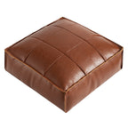 Moroccan Faux Leather Pouf Floor Cushion with Stitched Grid Design – Versatile Accent for Modern and Cozy Spaces 5