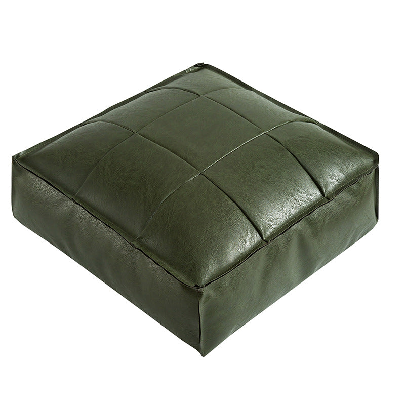 Moroccan Faux Leather Pouf Floor Cushion with Stitched Grid Design – Versatile Accent for Modern and Cozy Spaces 8