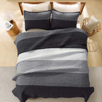 NoirZen Quilt Set – Black and White Striped All-Season Comfort with Plush Softness 1