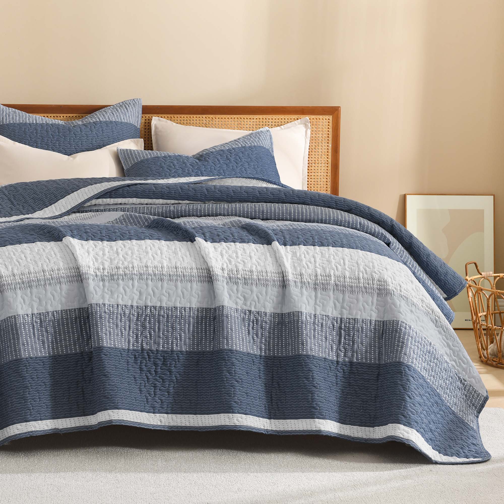 NoirZen Quilt Set – Black and White Striped All-Season Comfort with Plush Softness 12
