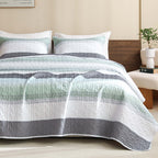 NoirZen Quilt Set – Black and White Striped All-Season Comfort with Plush Softness 14
