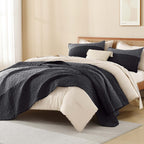 NoirZen Quilt Set – Black and White Striped All-Season Comfort with Plush Softness 3