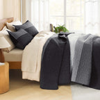 NoirZen Quilt Set – Black and White Striped All-Season Comfort with Plush Softness 4