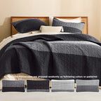 NoirZen Quilt Set – Black and White Striped All-Season Comfort with Plush Softness 5